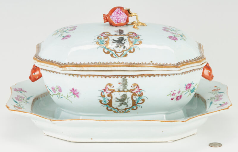 Lot 16: Chinese Export Armorial Tureen w/ Underplate