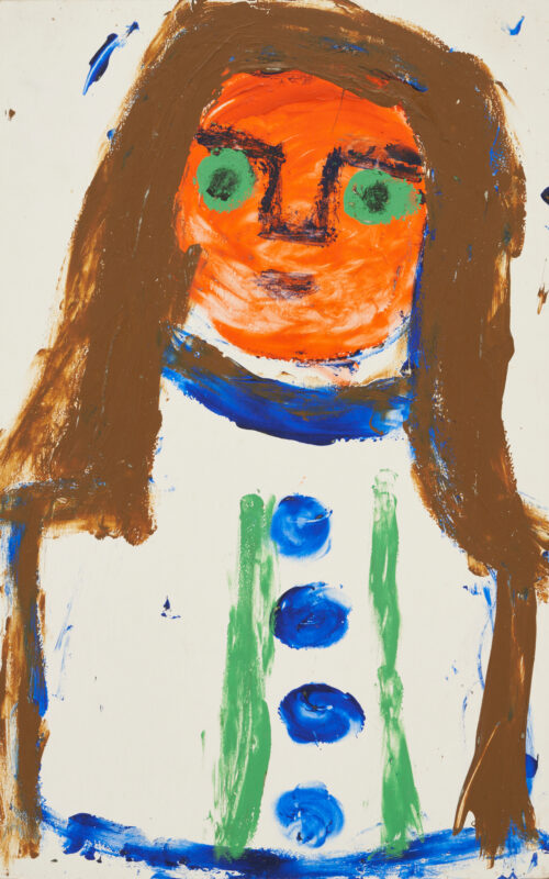 Lot 174: Eddy Mumma Outsider Art Painting, Figure w/ Orange Face