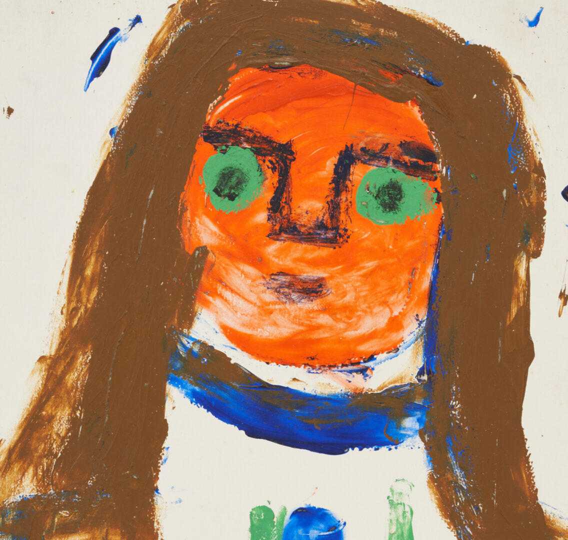 Lot 174: Eddy Mumma Outsider Art Painting, Figure w/ Orange Face