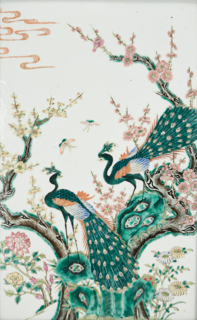 Lot 18: Chinese Famille Rose Framed Porcelain Plaque, Birds of Paradise