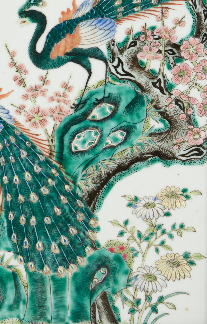 Lot 18: Chinese Famille Rose Framed Porcelain Plaque, Birds of Paradise