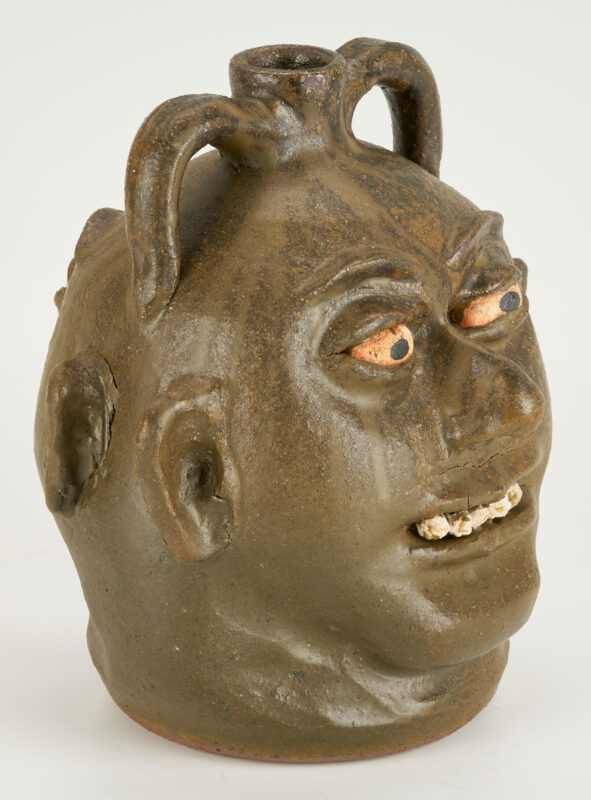 Lot 203: Lanier Meaders Folk Art Pottery Double Face Jug