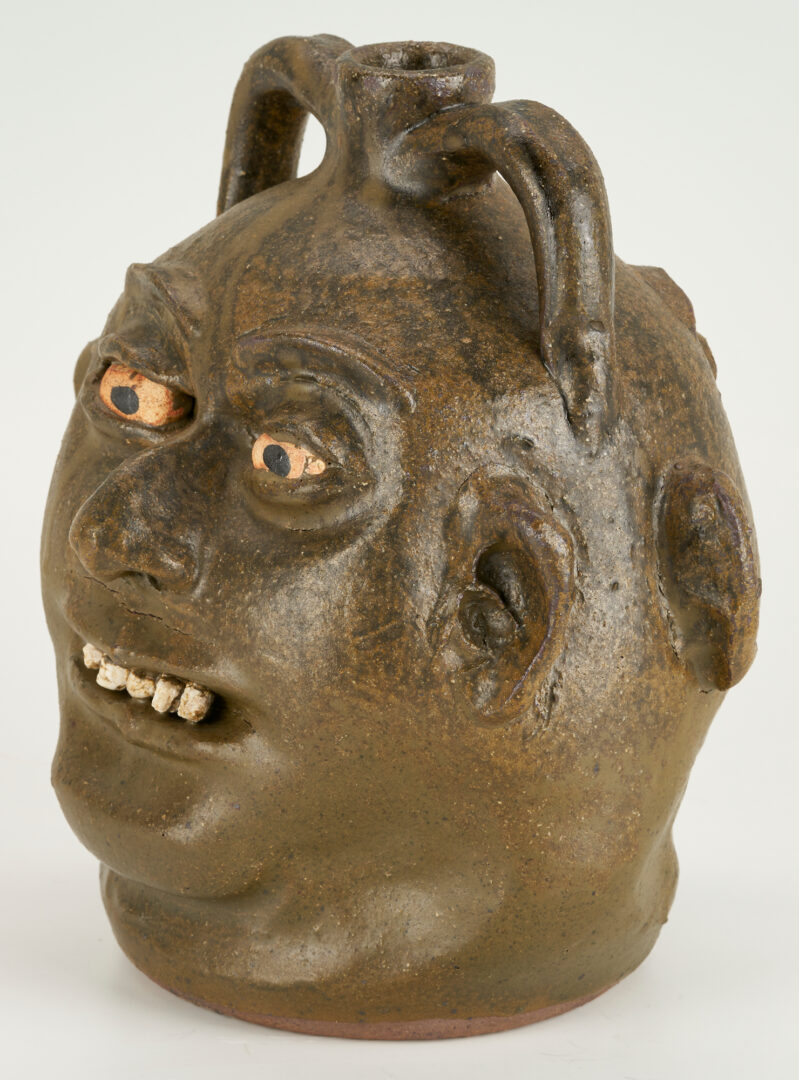 Lot 203: Lanier Meaders Folk Art Pottery Double Face Jug