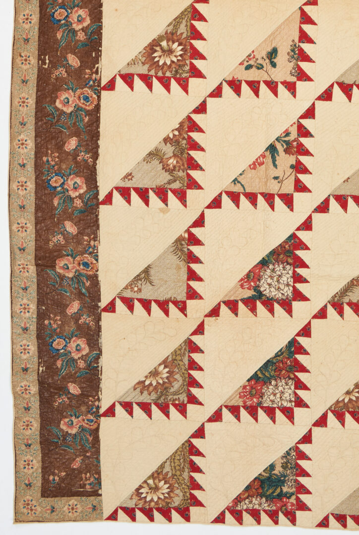 Lot 211: Scarce American Chintz Delectable Mountains Quilt Circa 1830's-1840's