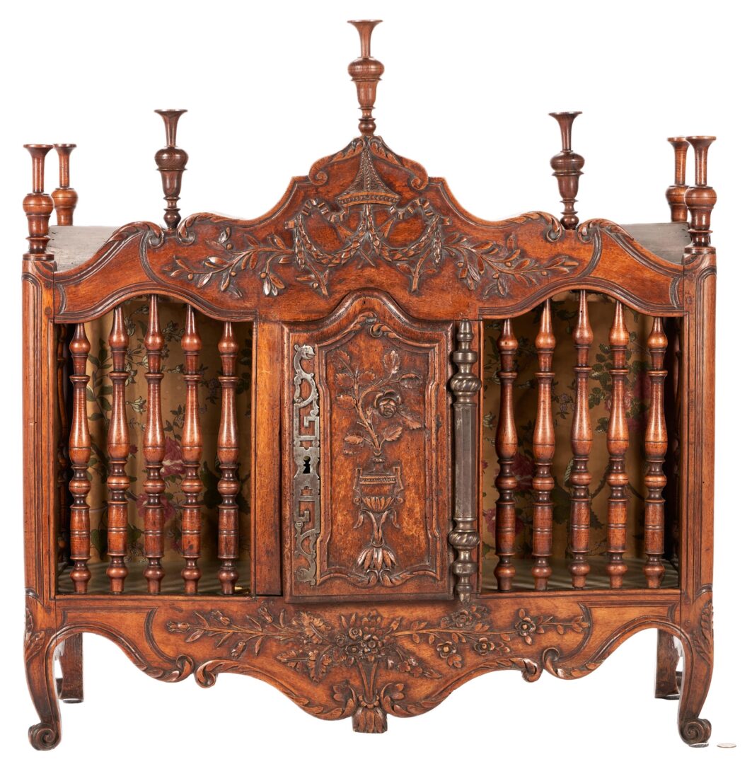 Lot 232: French Provincial Walnut Panetiere or Bread Safe