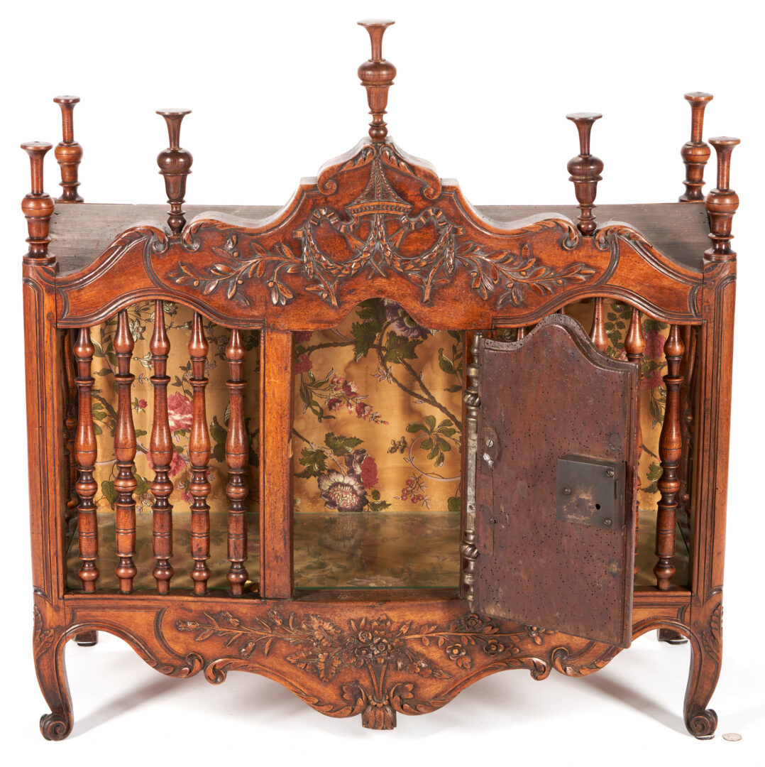Lot 232: French Provincial Walnut Panetiere or Bread Safe