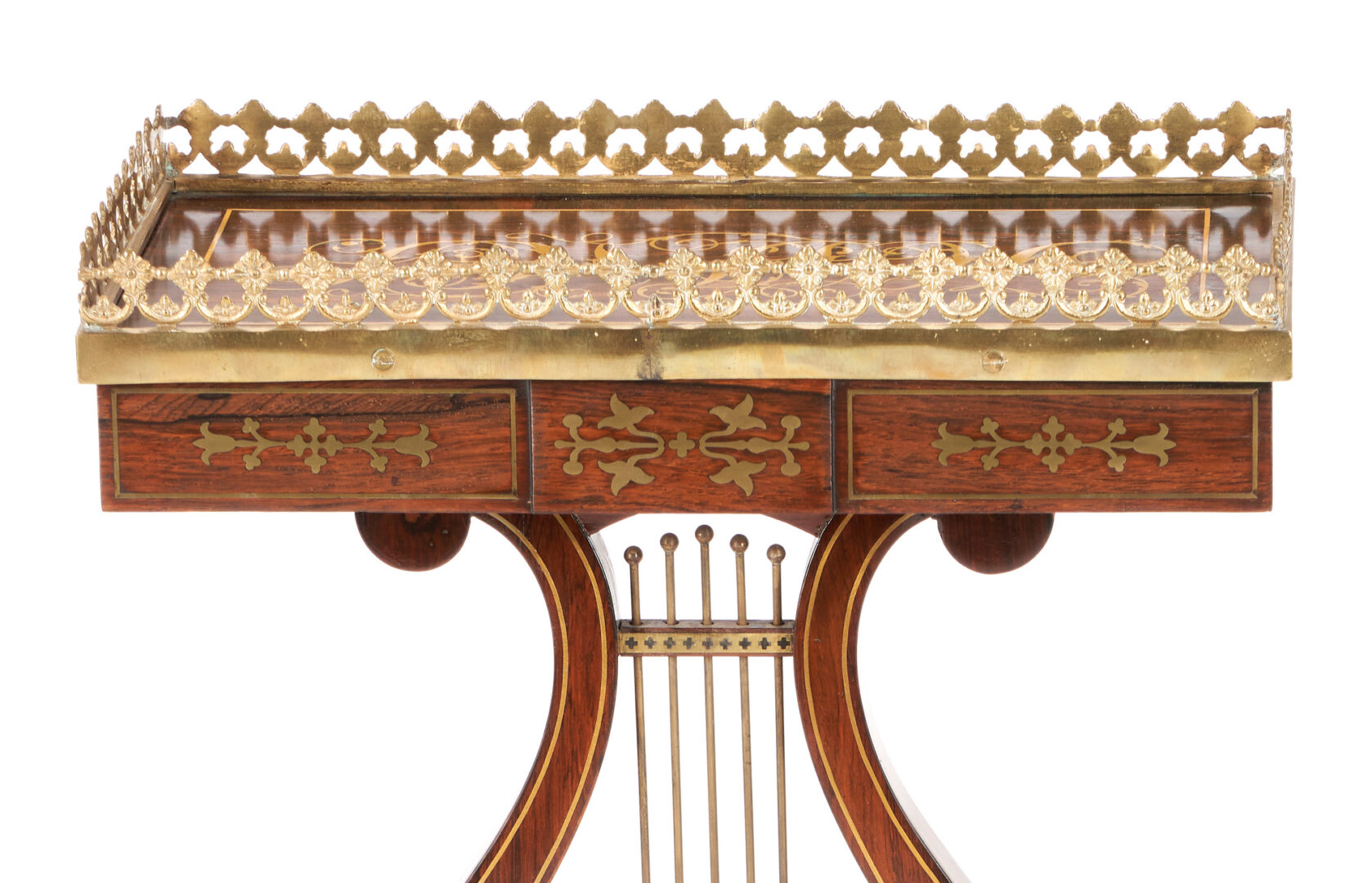 Lot 243: English Regency Gilt Brass Inlaid Table attr. George Oakley