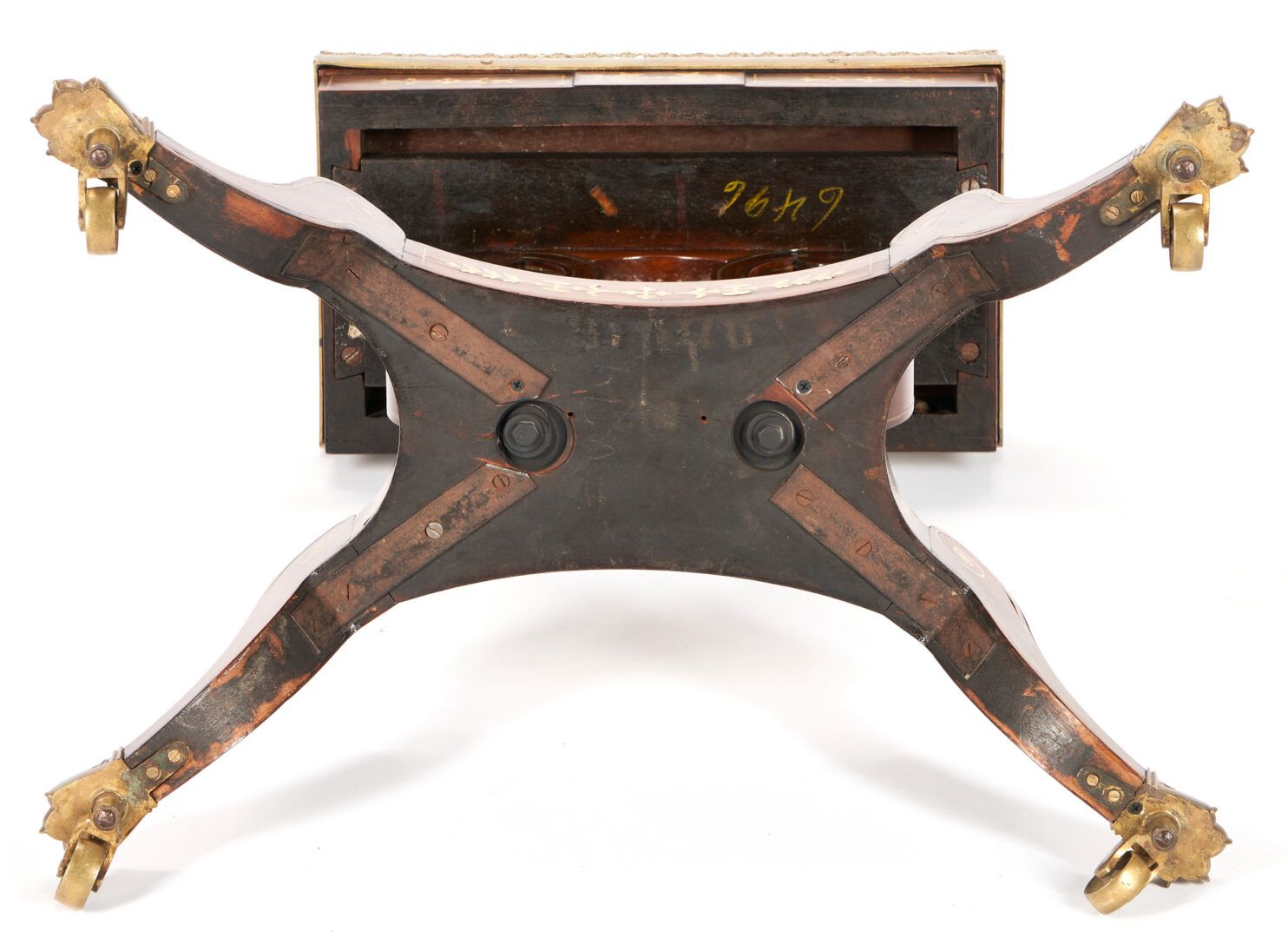 Lot 243: English Regency Gilt Brass Inlaid Table attr. George Oakley