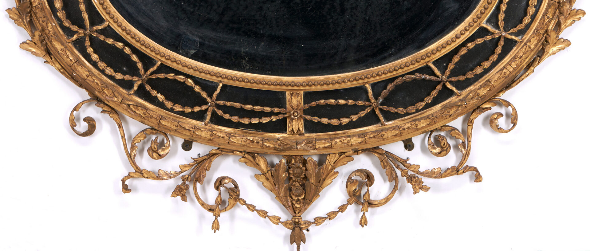 Lot 247: George III Neoclassical Oval Giltwood Mirror with Candle Brackets