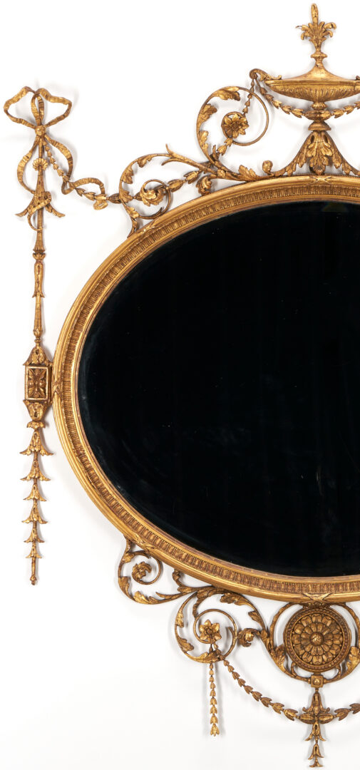 Lot 248: George III English Neoclassical Oval Giltwood Mirror