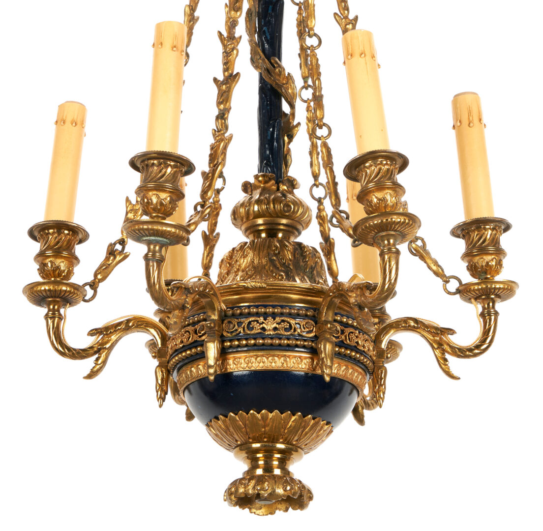 Lot 254: Petite French Empire Style Bronze Patinated Chandelier