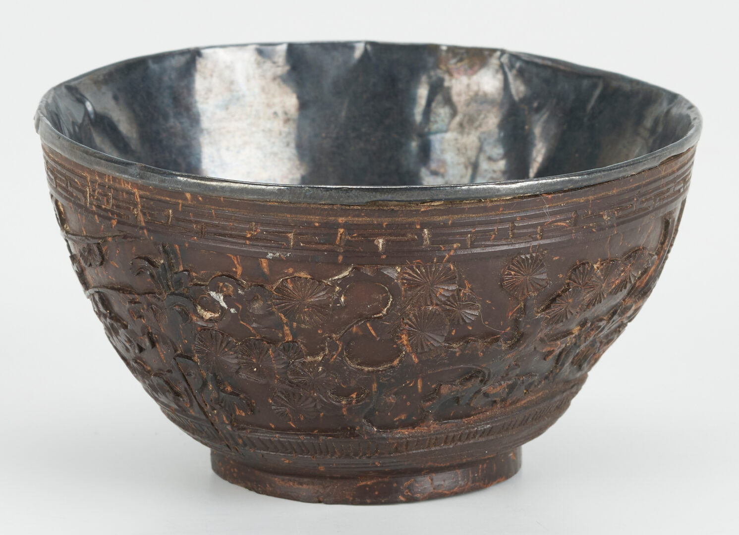 Lot 263: Chinese Qing Carved Coconut Bowl