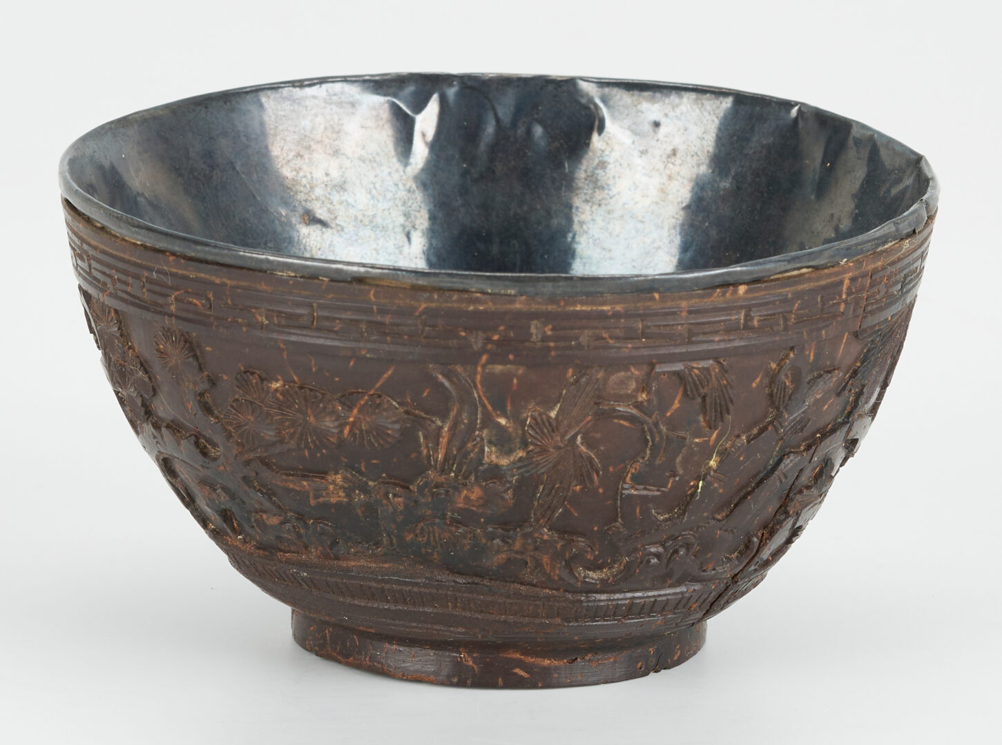 Lot 263: Chinese Qing Carved Coconut Bowl
