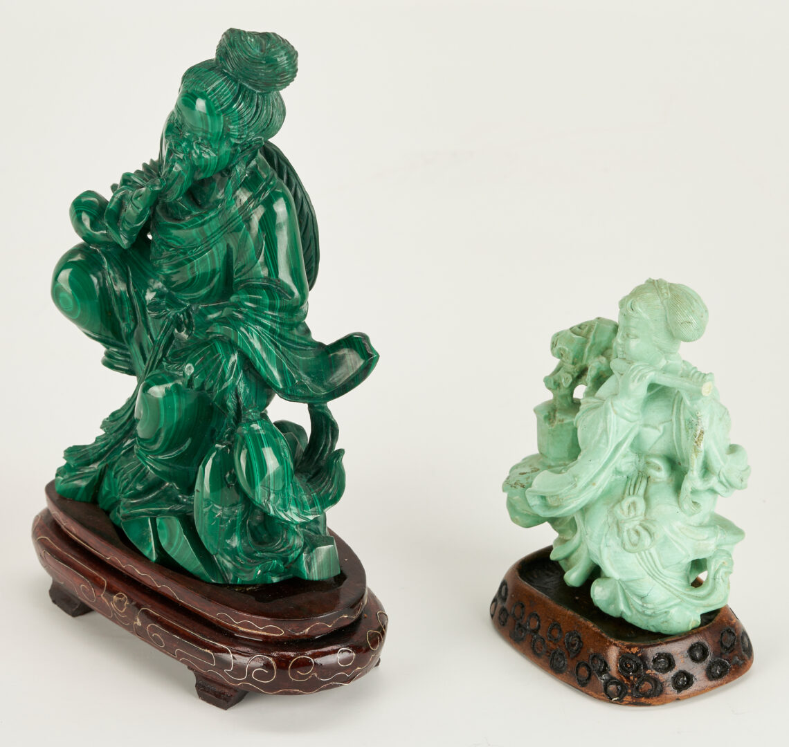 Lot 264: Malachite Figure of Scholar & Small Turquoise Figure w/ Flute