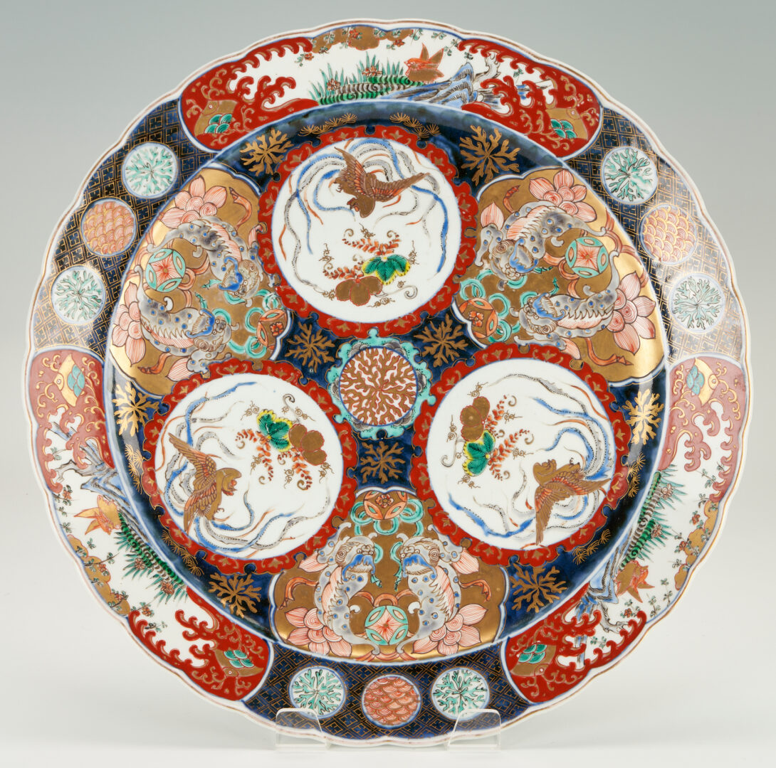 Lot 275: 4 Japanese Meiji Period Imari Porcelain Items, incl. Charger, 3 Fish Dishes
