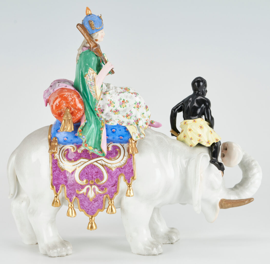 Lot 282: Meissen Porcelain Figural, Noblewoman on Elephant