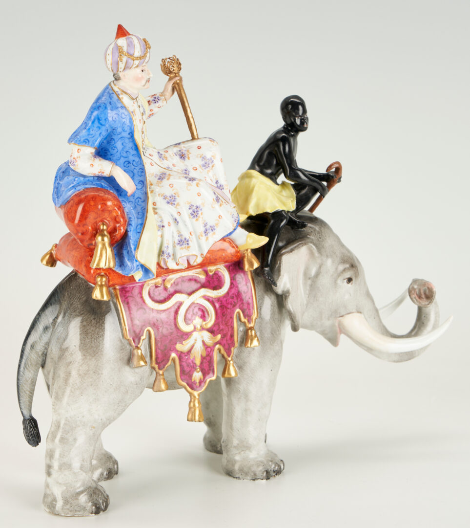 Lot 283: Porcelain Figure of Sultan and Moor on Elephant