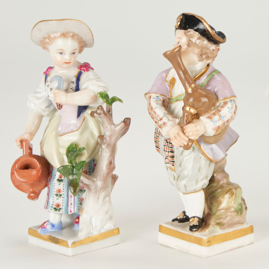 Lot 285: 6 Porcelain Figures, most Meissen, including Magician Cherub