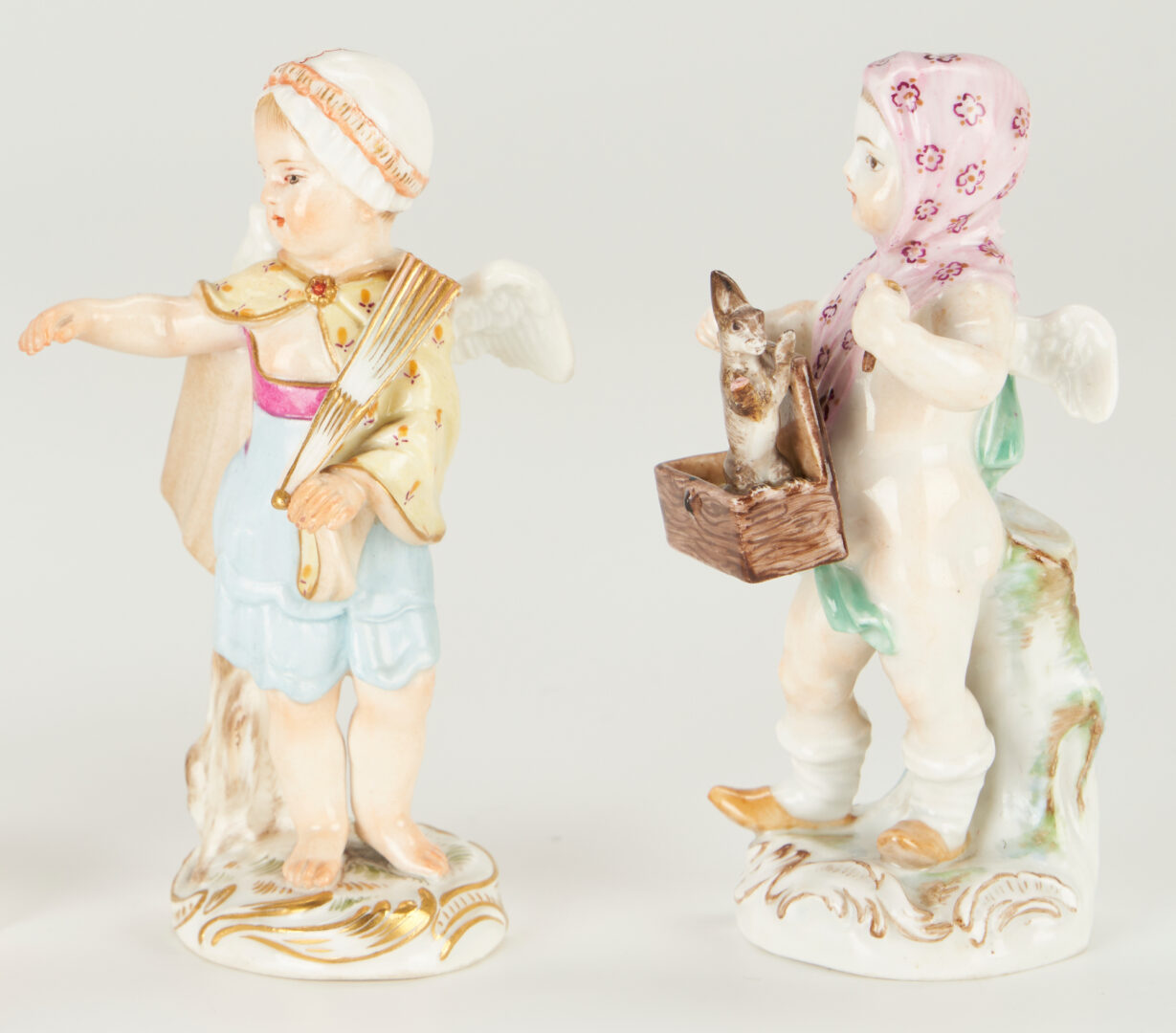 Lot 285: 6 Porcelain Figures, most Meissen, including Magician Cherub