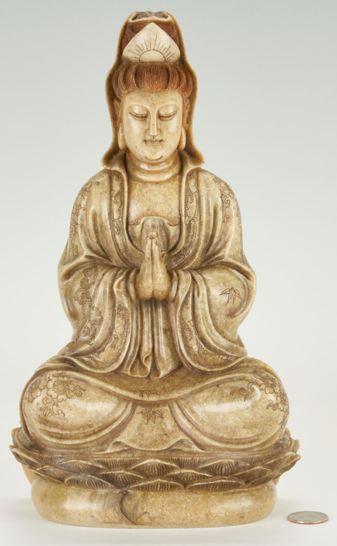 Lot 28: Chinese Carved Guanyin Soapstone Sculpture
