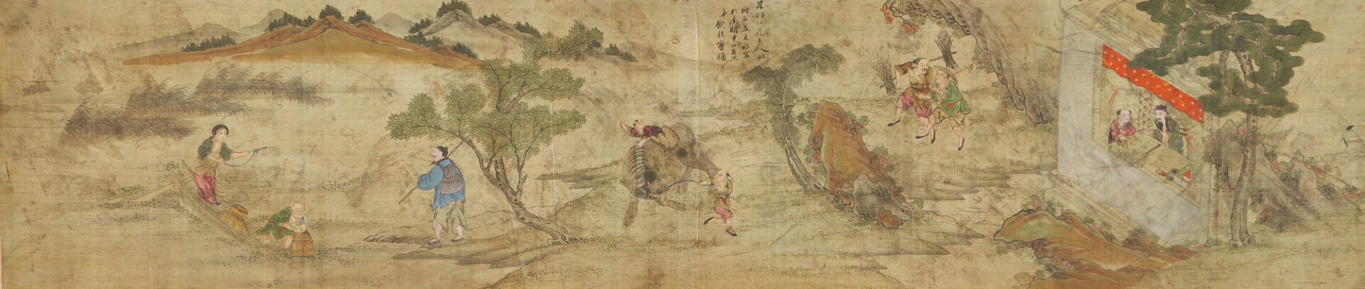Lot 30: Large Qing Panoramic Chinese Scroll Painting