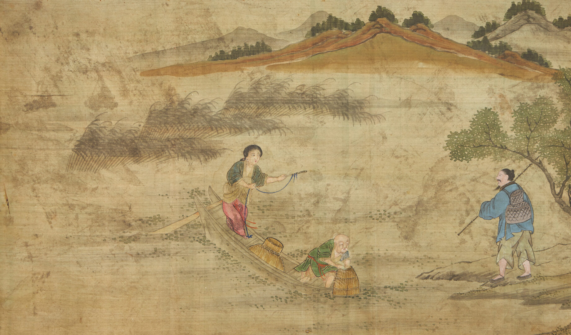 Lot 30: Large Qing Panoramic Chinese Scroll Painting