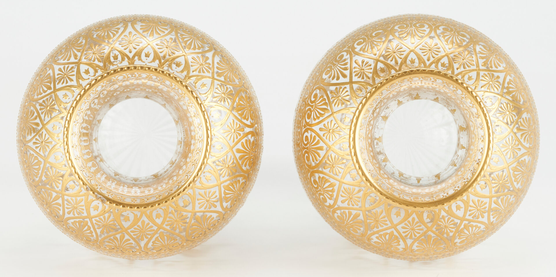 Lot 313: Pair of Baccarat Vases w/ Neoclassical Gilt Decoration