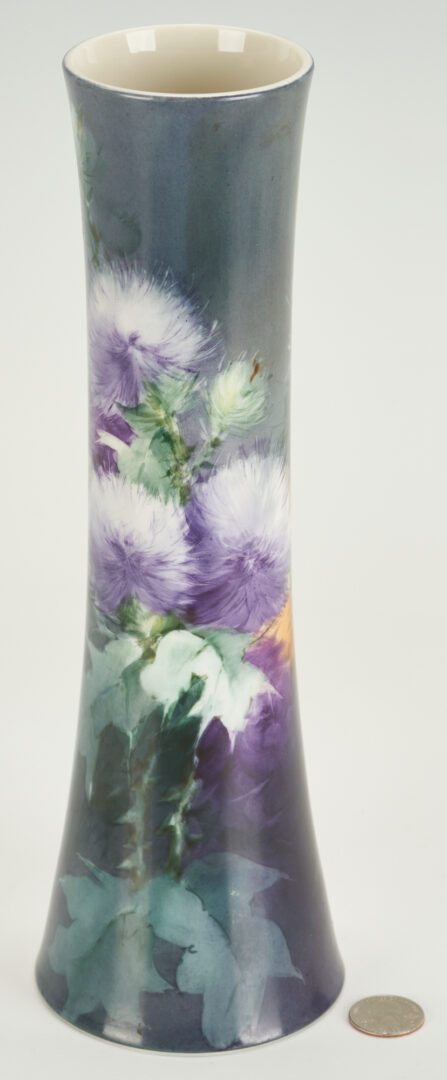Lot 315: 4 Decorative Items, 3 Moser Gilt Enameled Glass, incl. Signed Jar & Belleek Thistle Vase