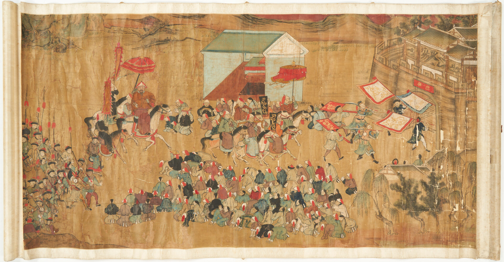 Lot 31: Large Panoramic Chinese Scroll Painting, Royal Procession
