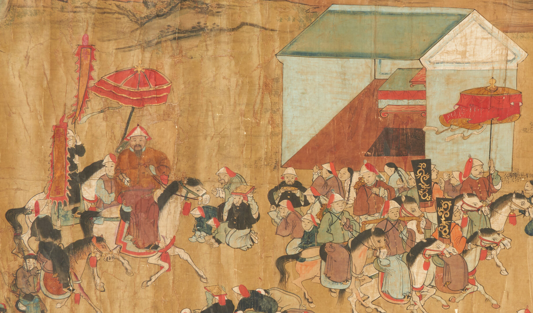 Lot 31: Large Panoramic Chinese Scroll Painting, Royal Procession