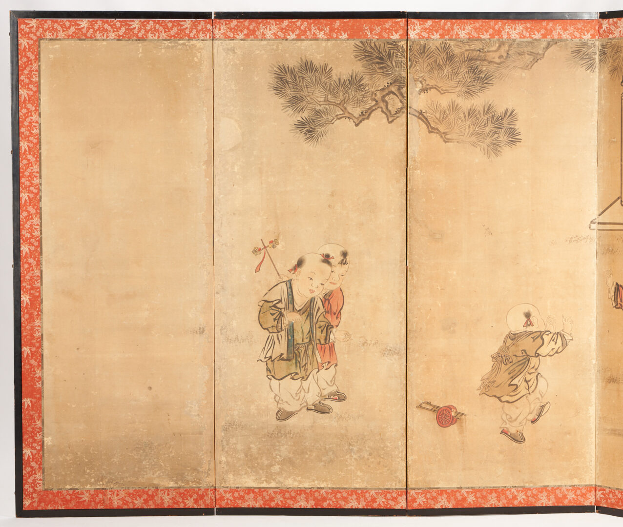 Lot 33: Japanese Six-Panel Painted Screen, Artist Signed