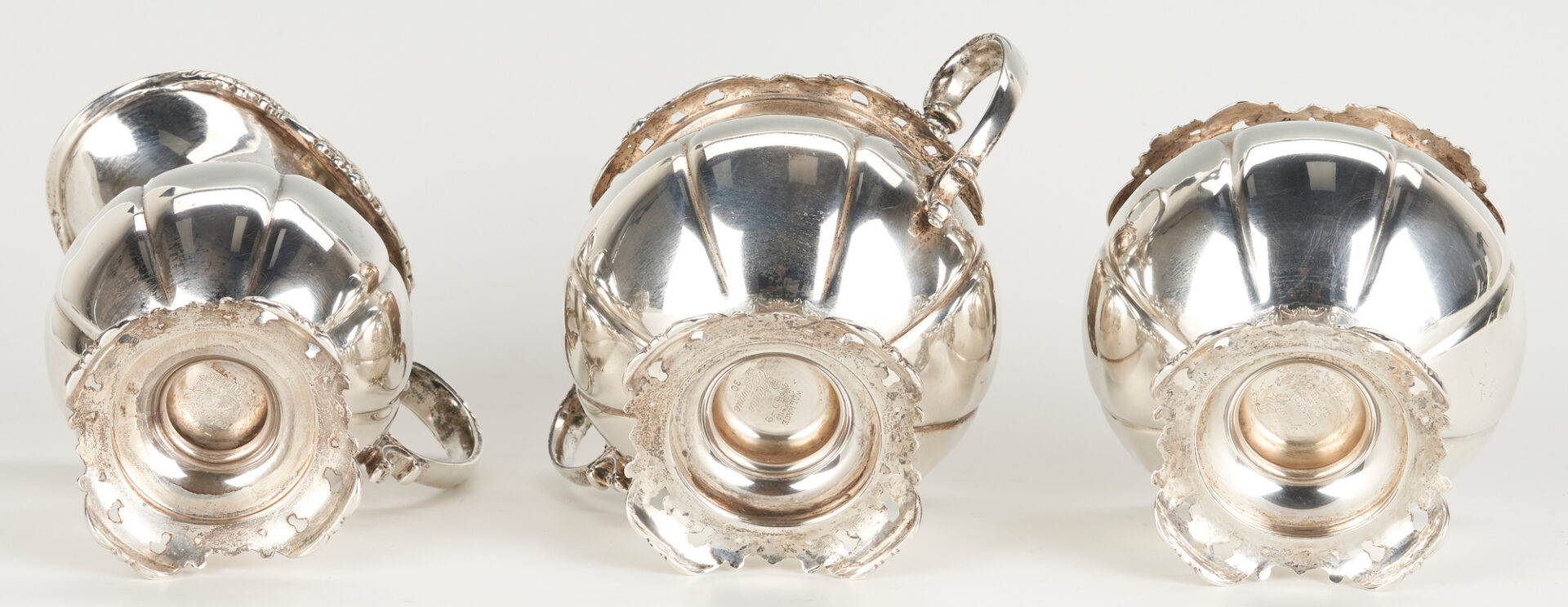 Lot 345: 7 pcs. Wallace Grand Baroque Sterling Tea Set, plus Silverplate Urn & Tray