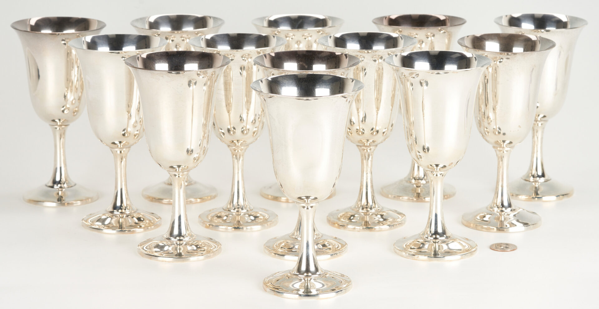 Lot 355: Set of 13 Wallace Sterling Silver Water Goblets