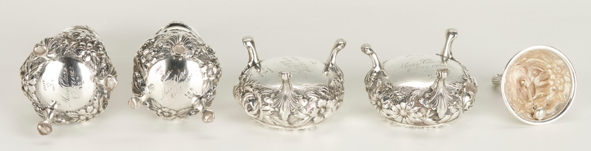 Lot 356: 10 Sterling Silver Repousse Items, incl. Schofield Co. Baltimore Rose, Kirk Steiff, 12 items