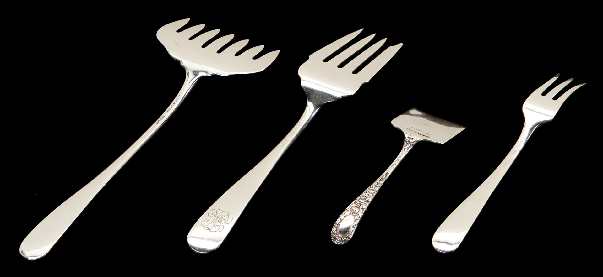 Lot 357: 70 Pcs. S. Kirk and Son Repousse Sterling Silver Serving Flatware, 83 items