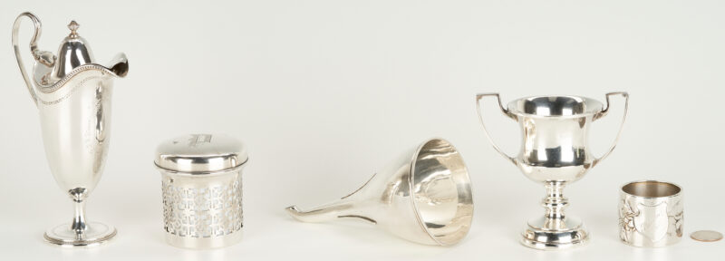 Lot 362: 5 Small Silver Items Including Bateman Sterling Wine Funnel