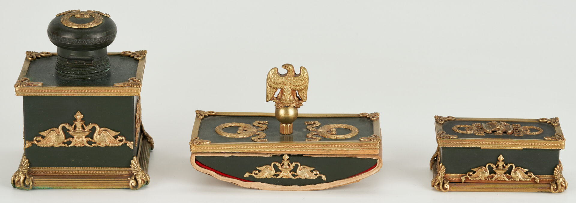 Lot 373: French Empire Bronze Desk Set, Mexican Provenance