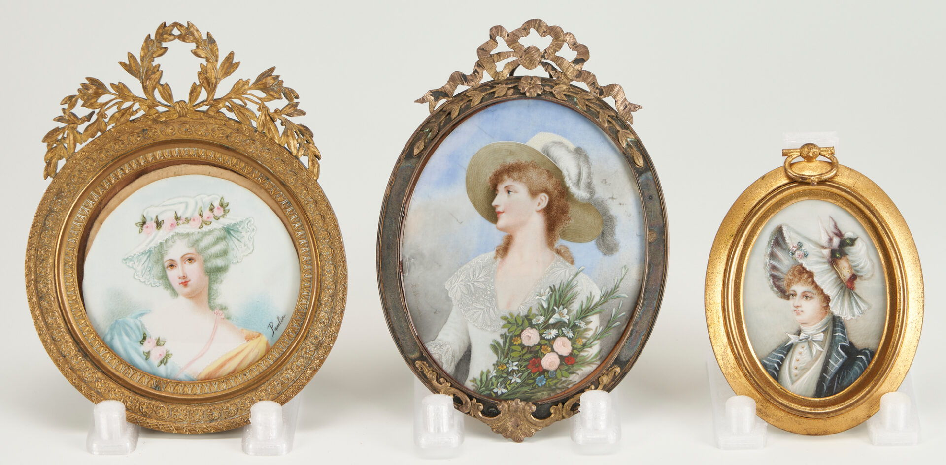 Lot 376: Six (6) 19th C French Miniature Portraits, incl. After Boucher