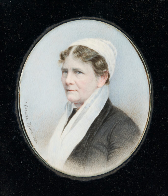 Lot 377: Carlo Caruson Miniature Portrait of a Woman, 1884
