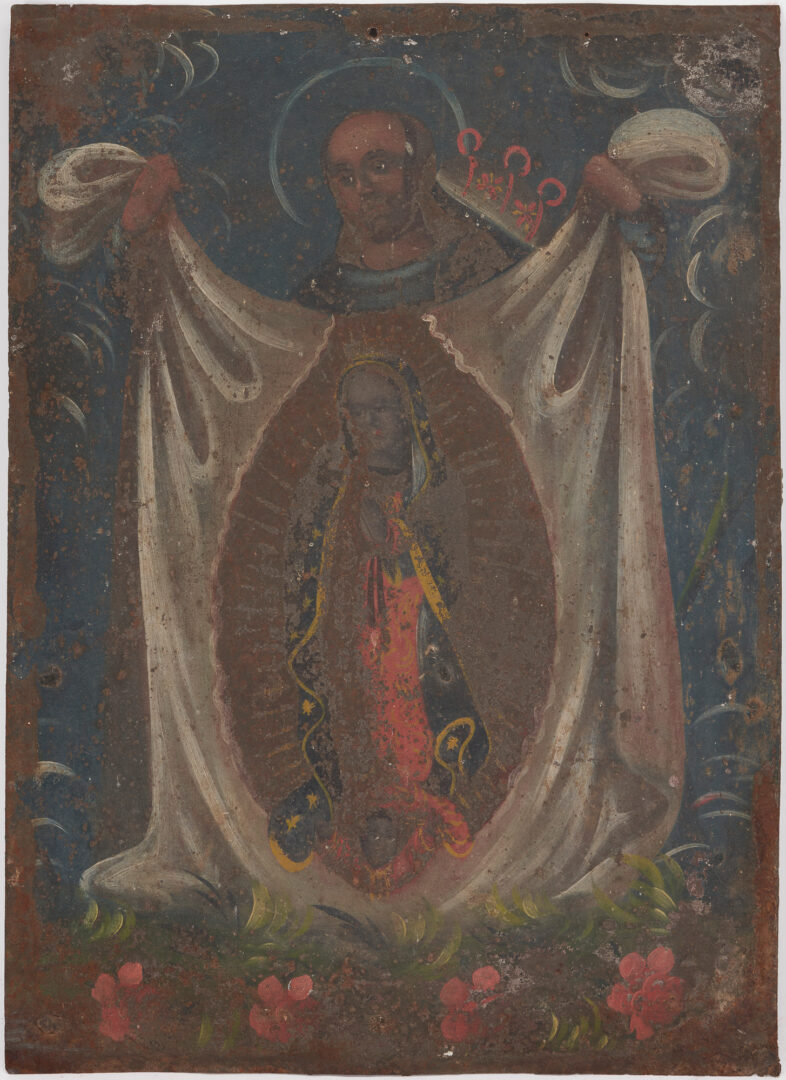 Lot 382: 3 Mexican Retablos, Cross of Souls, Juan Diego, St. Isidore