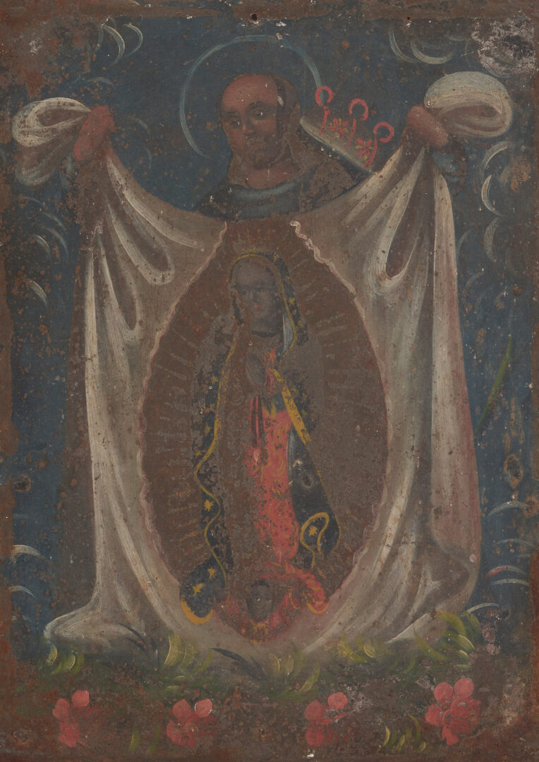 Lot 382: 3 Mexican Retablos, Cross of Souls, Juan Diego, St. Isidore