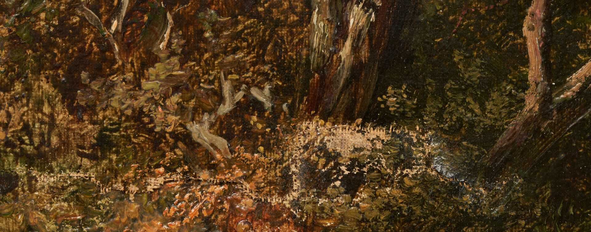 Lot 398: Attr. Hendrik Pieter Koekkoek Oil on Canvas, Forest Path with Figure