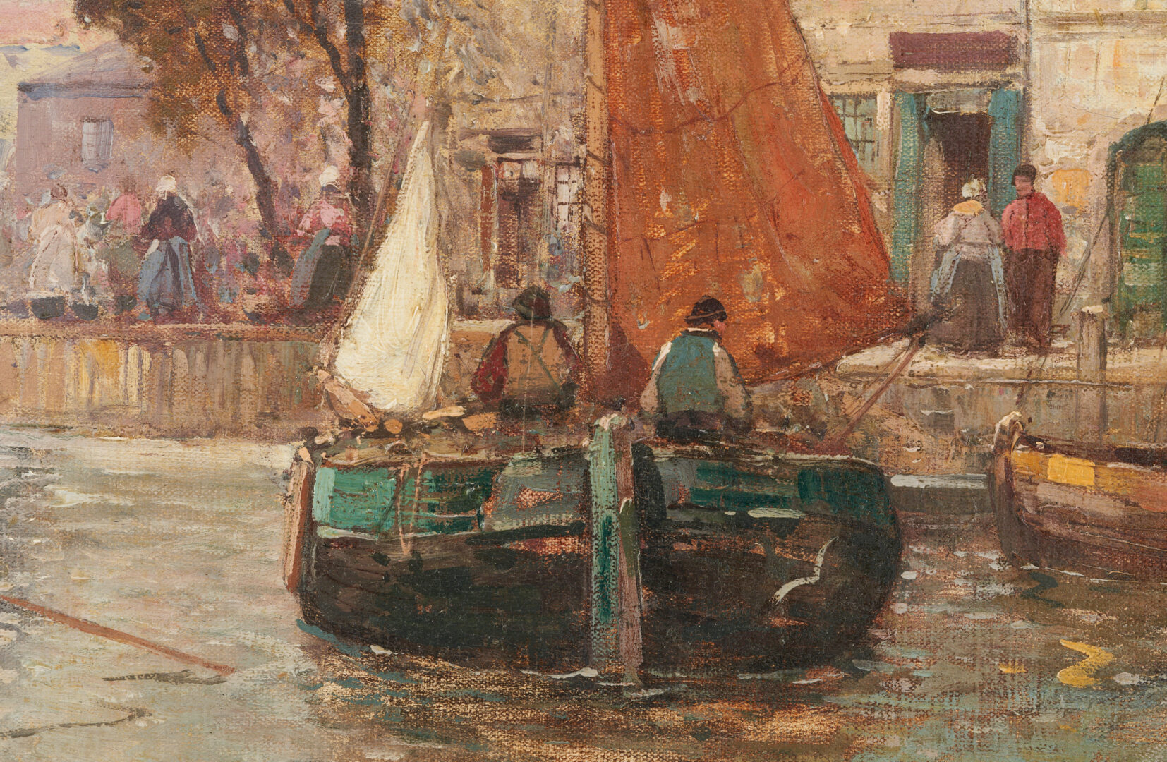 Lot 399: Charles Cottet O/C Post Impressionist Harbor Scene