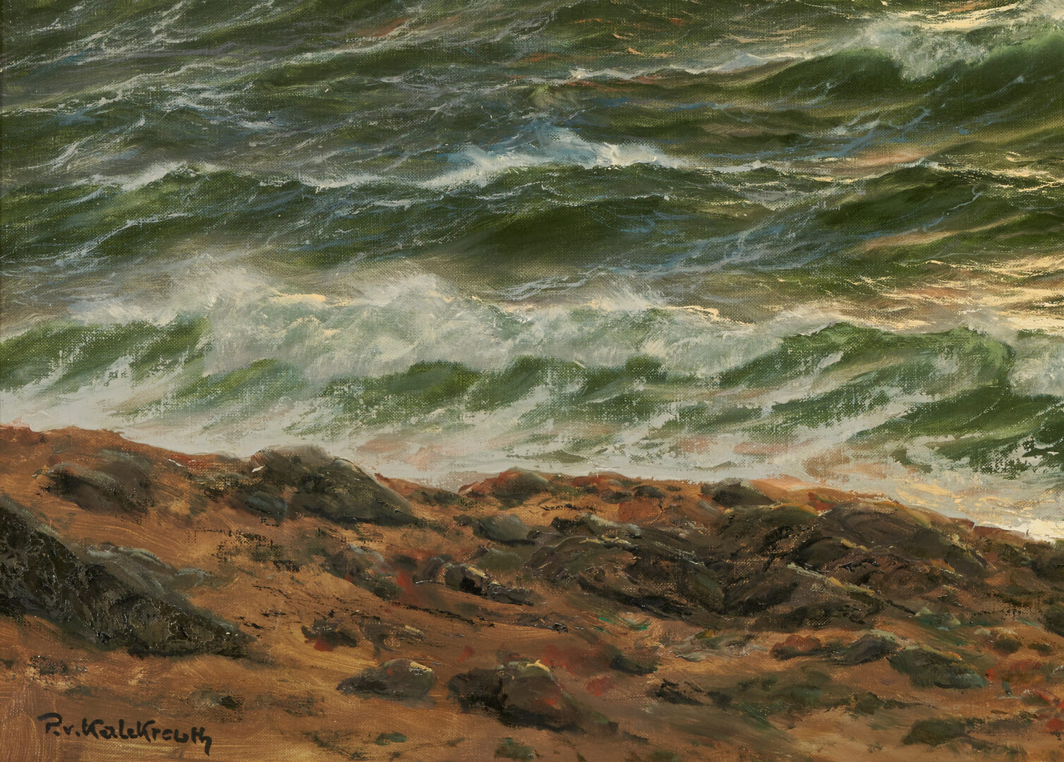 Lot 402: Patrick von Kalckreuth Large O/C Marine Landscape Painting