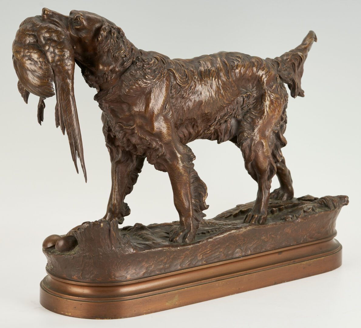 Lot 411: Jules Moigniez Bronze Hunting Dog Sculpture