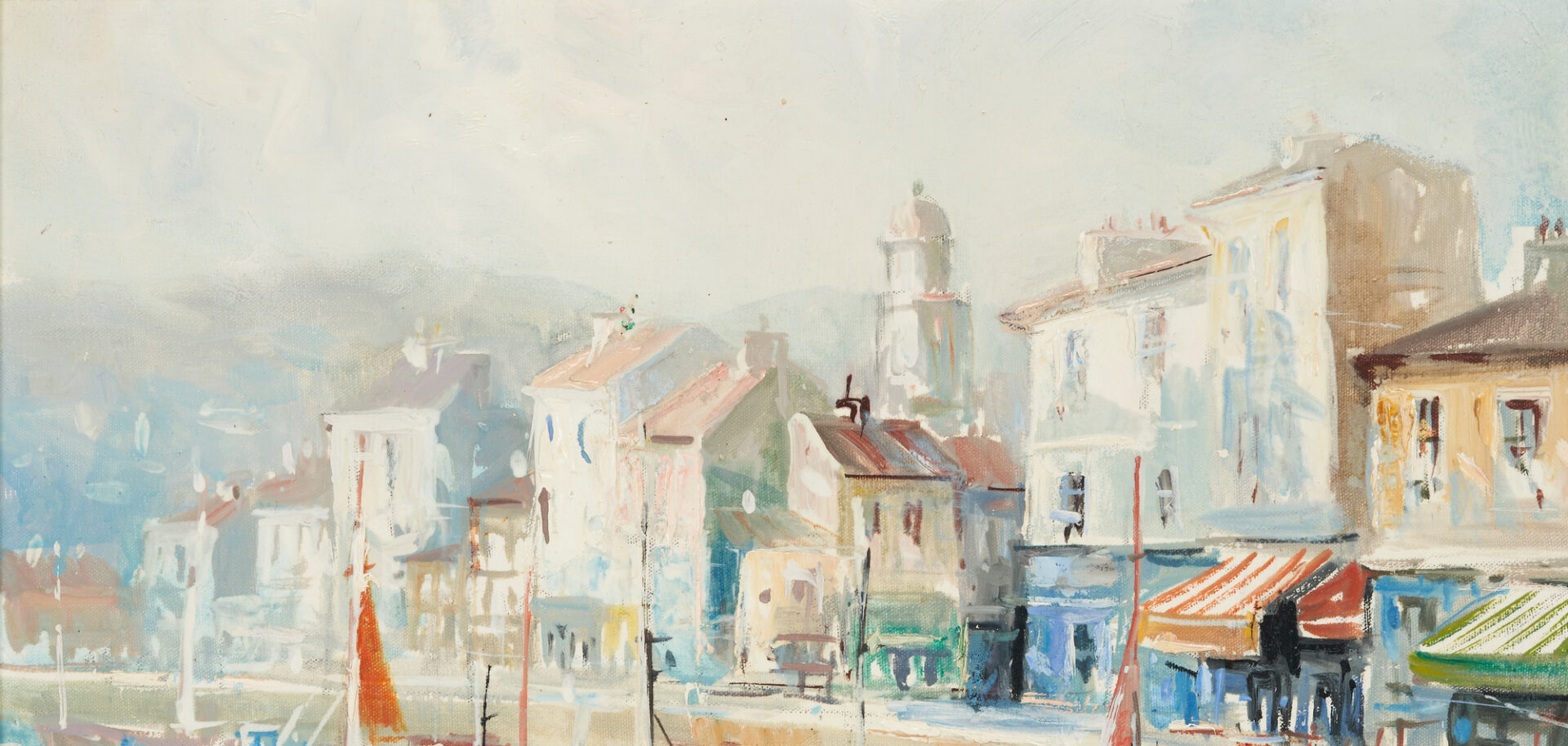 Lot 418: Lucien Delarue O/C French Harbor Scene Painting, Port de Cagnes