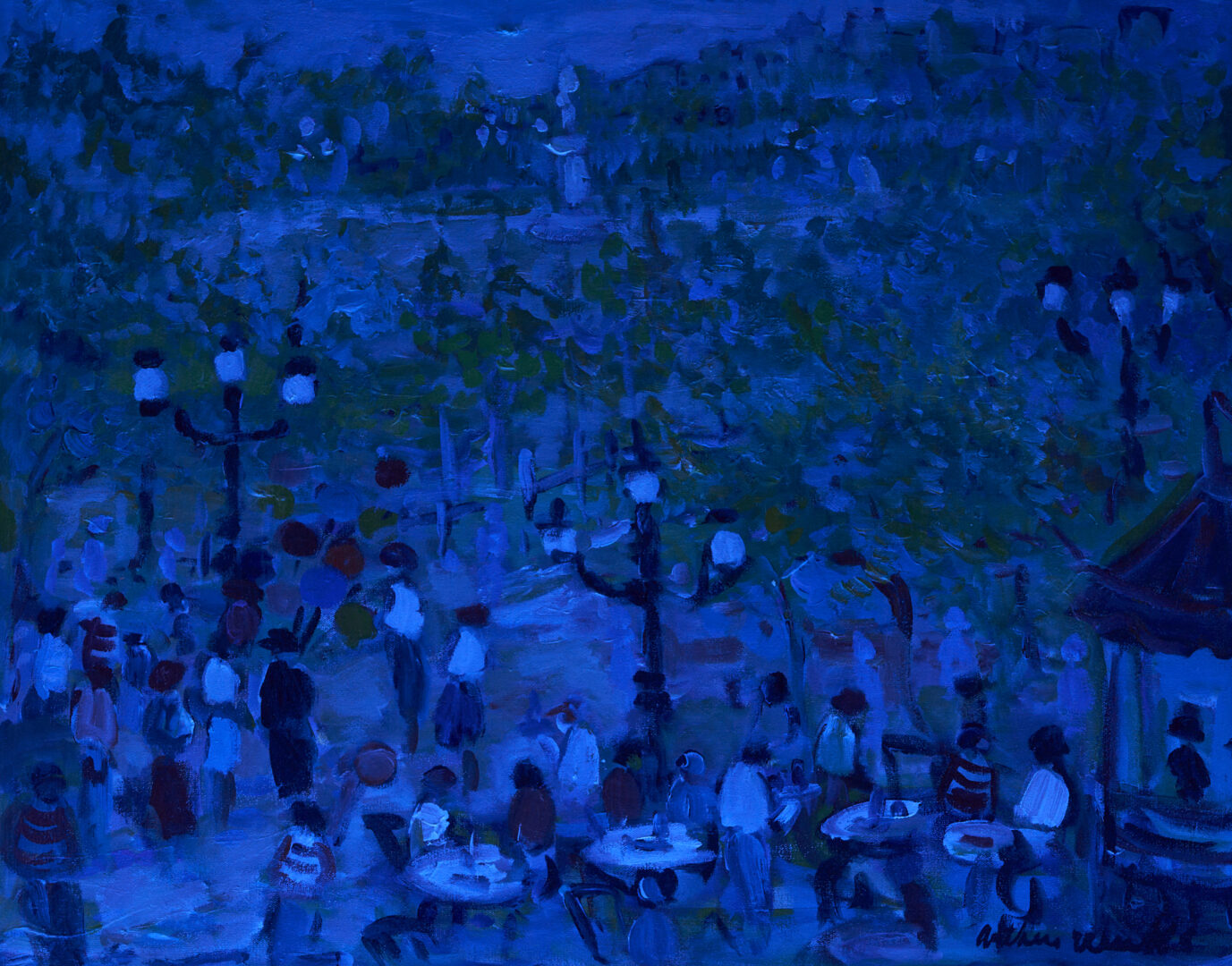 Lot 419: Arthur Weeks Oil on Canvas Painting, Tuileries Cafe