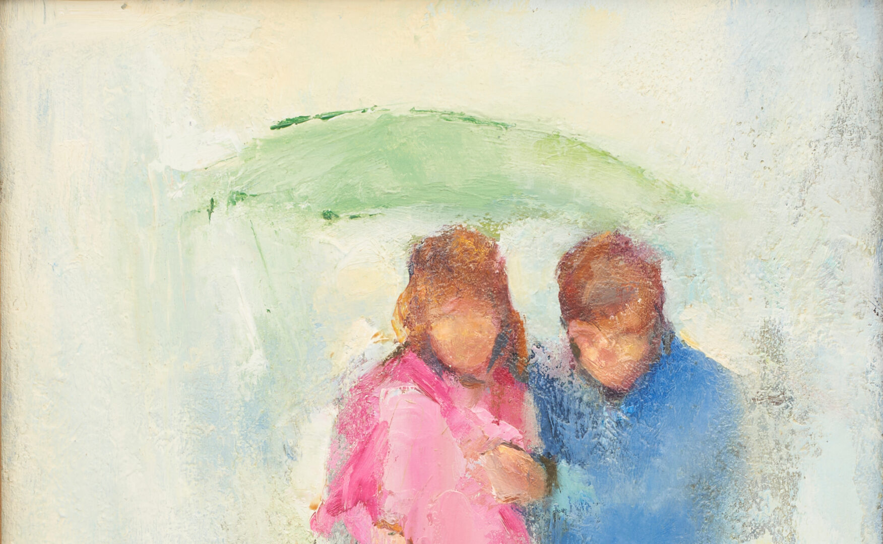Lot 425: 2 Ruth B. Anderson Paintings, Rainy Street Scene & Couple in Rain