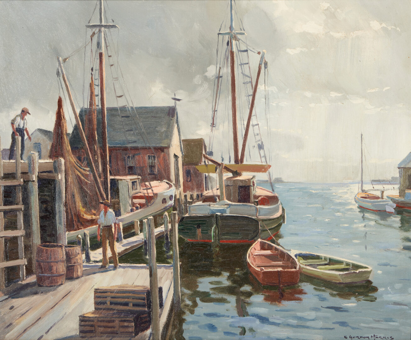 Lot 428: C. Gordon Harris O/C Rhode Island Maritime Painting