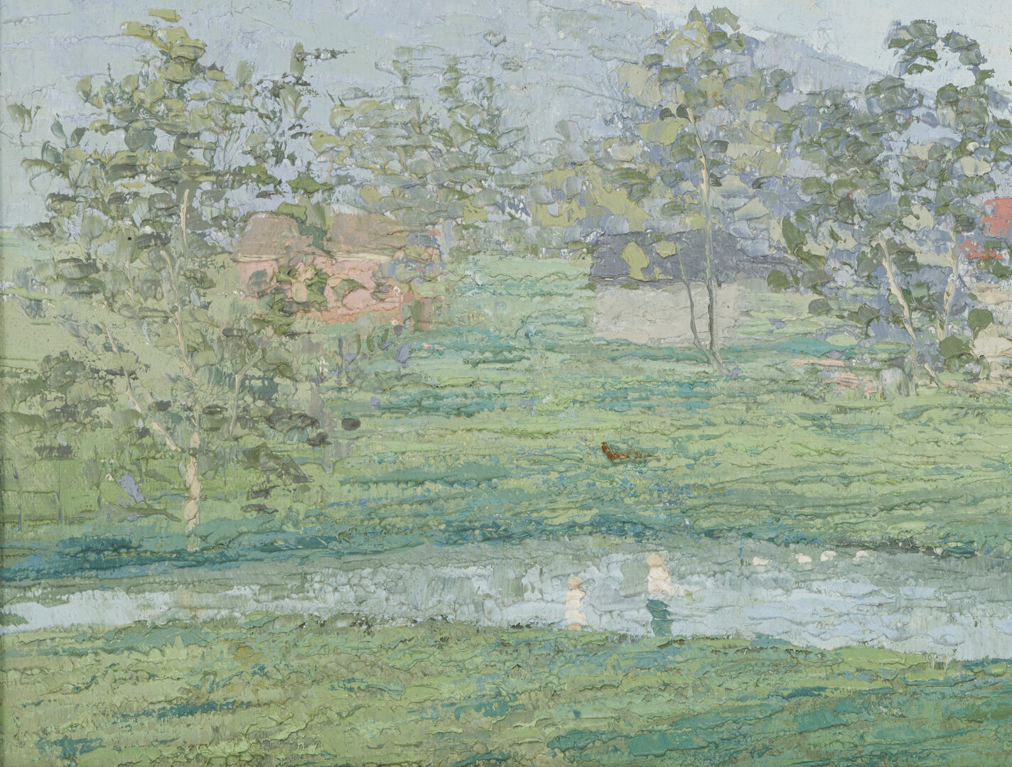Lot 431: J. Vance Miller O/B Landscape Painting, Farm Pond